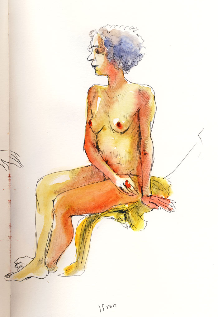 femme assise au pastel