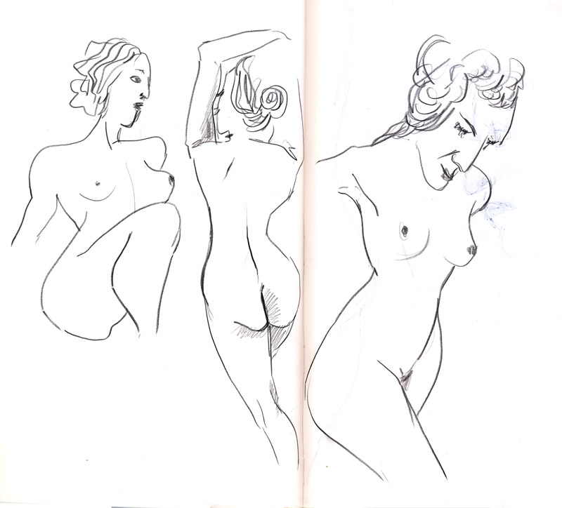 dessin de nu au pastel, atelier, femme nue, crayon gris pause rapide, une minute