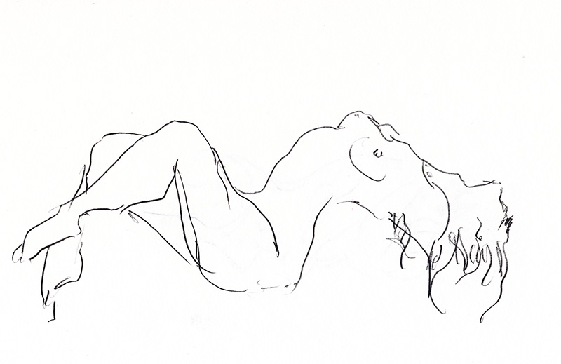 nu allongé sexy dessin femme