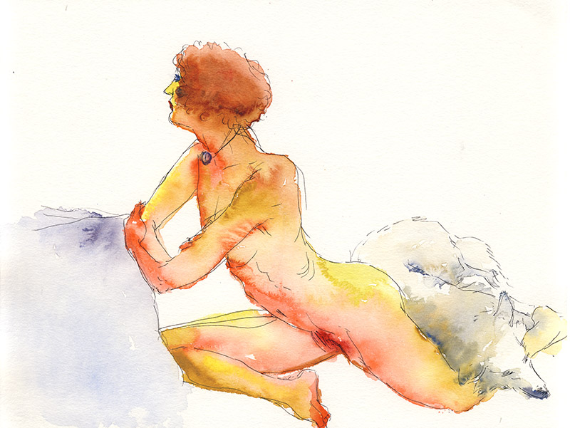 femme tournée nue atelier dessin modèle