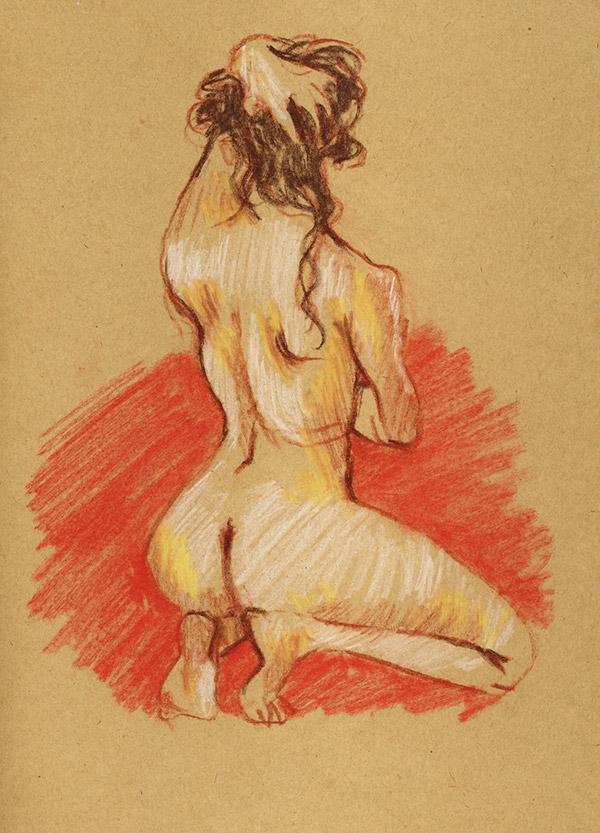 femme pastel nu atelier paris dessin kraft