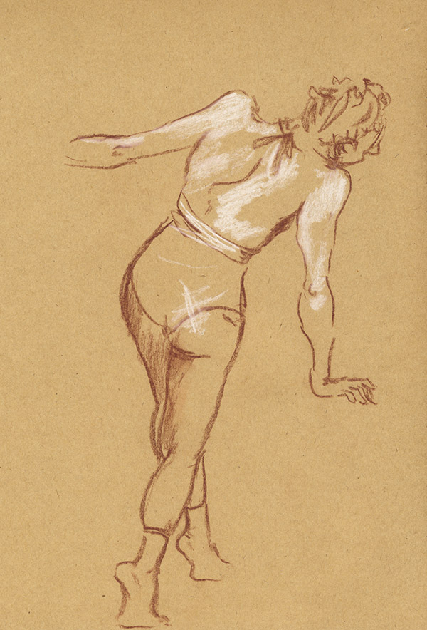 dessin atelier modèle danseuse pastel