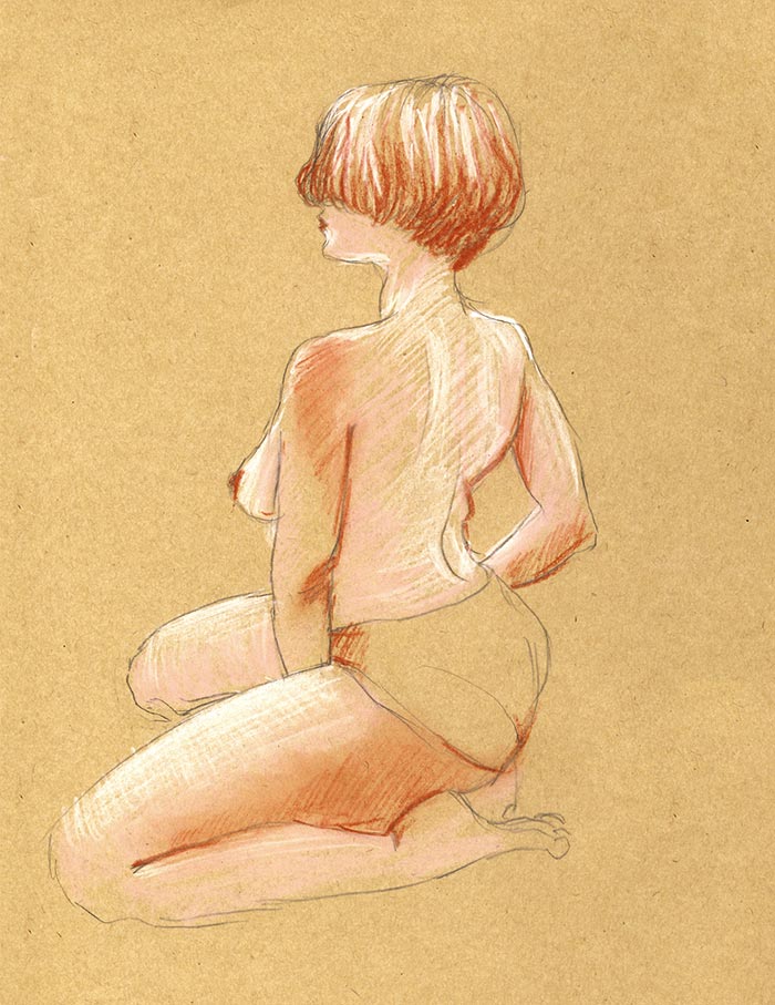 pose dessin de nu fémini cours de nu atelier pastels grande chaumière couleurs papier craft paris