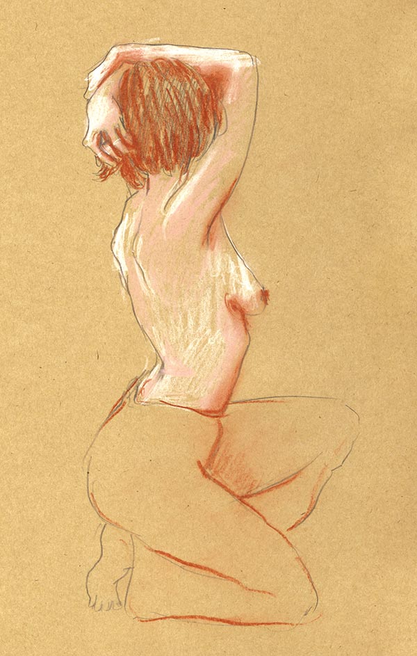 pose dessin de nu fémini cours de nu atelier pastels grande chaumière couleurs papier craft paris