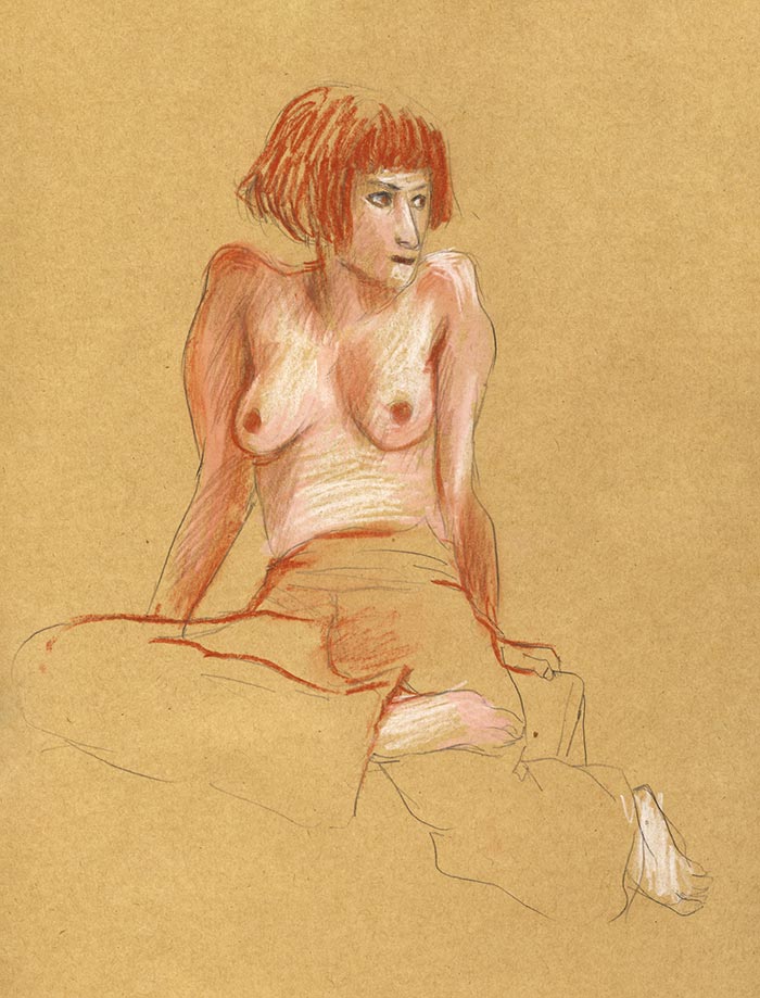 pose dessin de nu fémini cours de nu atelier pastels grande chaumière couleurs papier craft paris