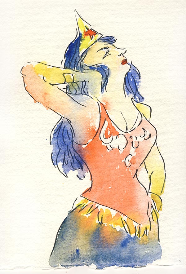 wonder woman aquarelle docteur sketchy mona bismarck