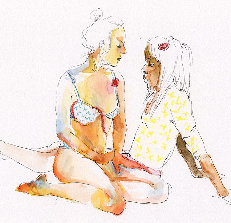 duo nu aquarelle grande chaumière dessin d'observation couple