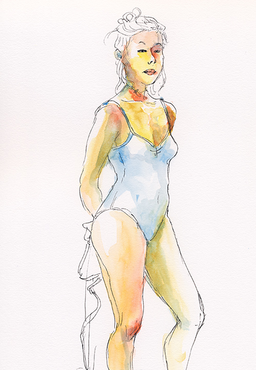 femme nuisette dessin aquarelle